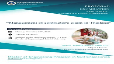 Proposal Defense : Management of contractor's claim in Thailand