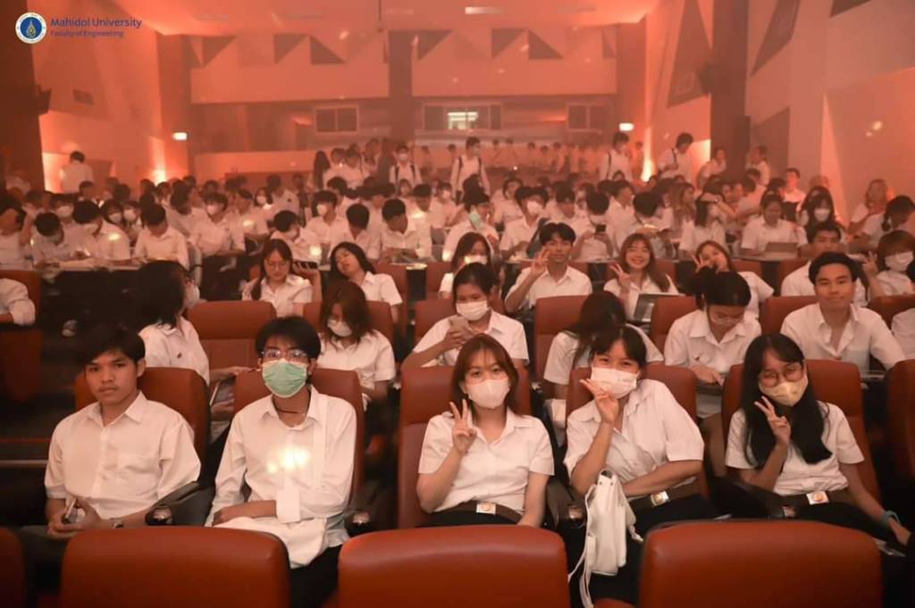 The Faculty of Engineering, Mahidol University orchestrated the 2023 Freshmen Orientation Day, enchanting participants with a Harry Potter-themed experience, magically transforming an auditorium into the grandeur of Hogwart's Castle Hall.