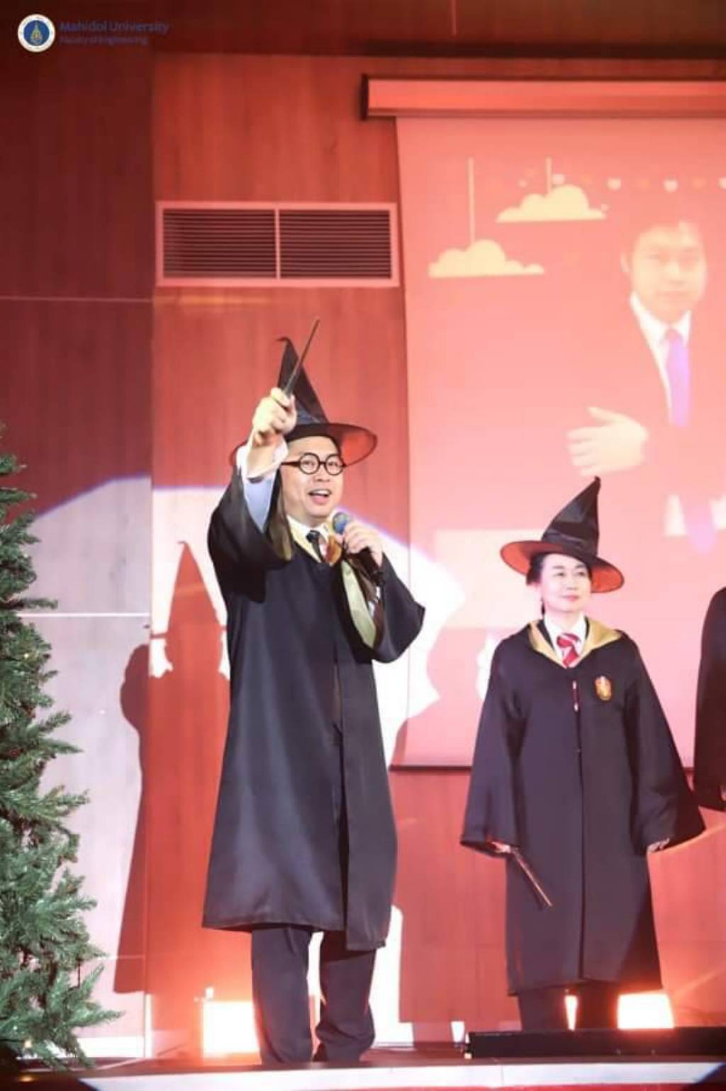 The Faculty of Engineering, Mahidol University orchestrated the 2023 Freshmen Orientation Day, enchanting participants with a Harry Potter-themed experience, magically transforming an auditorium into the grandeur of Hogwart's Castle Hall.