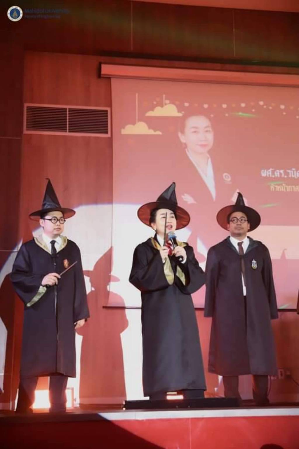 The Faculty of Engineering, Mahidol University orchestrated the 2023 Freshmen Orientation Day, enchanting participants with a Harry Potter-themed experience, magically transforming an auditorium into the grandeur of Hogwart's Castle Hall.
