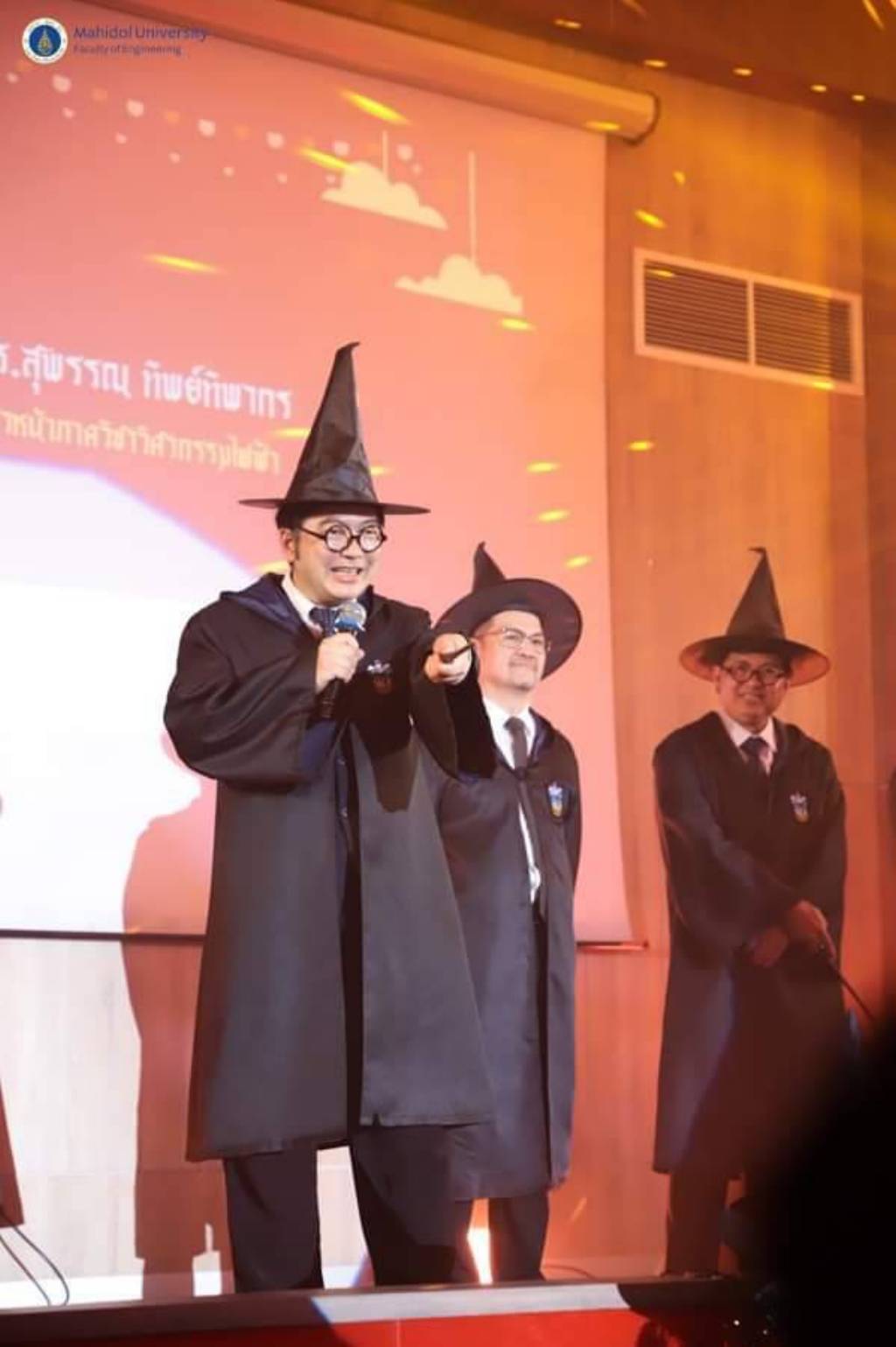 The Faculty of Engineering, Mahidol University orchestrated the 2023 Freshmen Orientation Day, enchanting participants with a Harry Potter-themed experience, magically transforming an auditorium into the grandeur of Hogwart's Castle Hall.