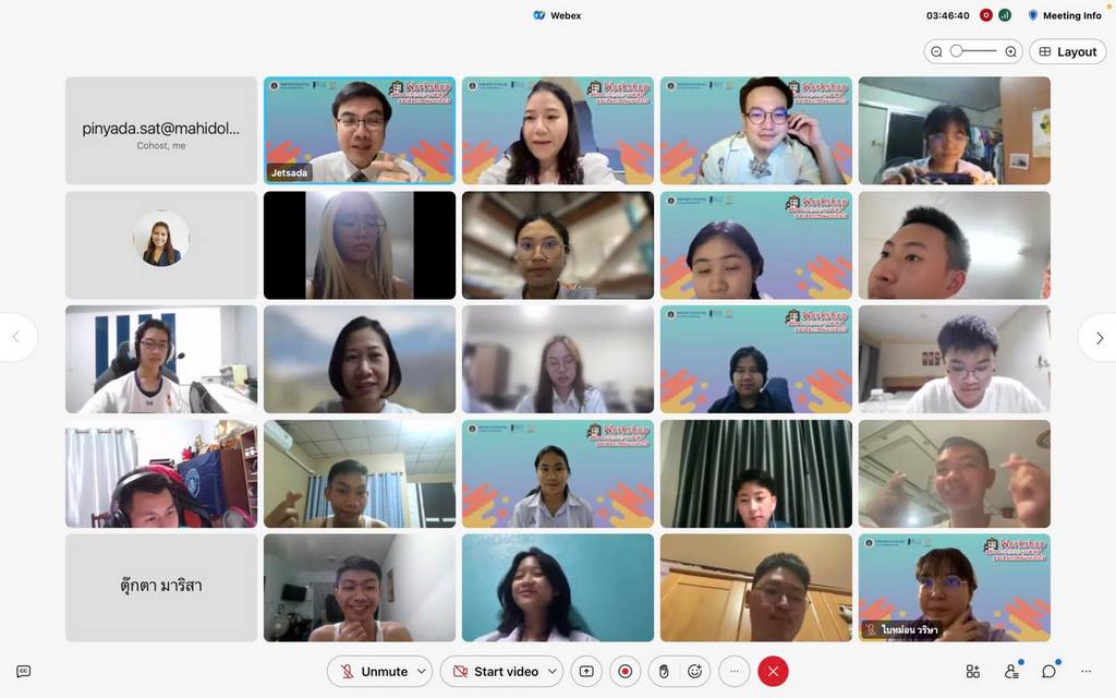 The Faculty of Engineering, Mahidol University organized a 'Portfolio and Interview Technique Workshop' conducted through Webex Meeting and Facebook Live